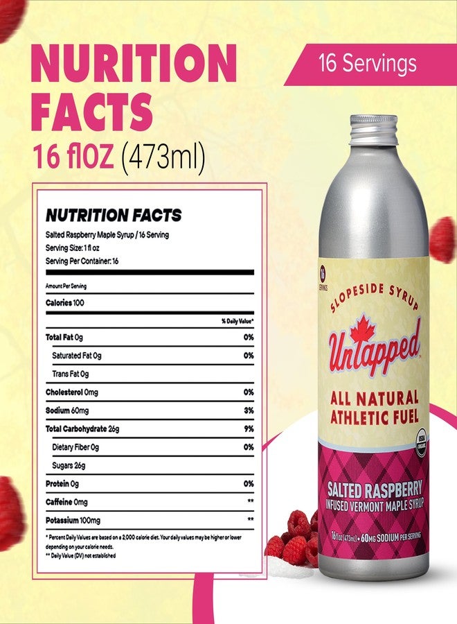 UnTapped Salted Raspberry Bulk Bottle - 16 Servings | 16 Fl Oz Aluminum Bottle | Pure Vermont Maple Syrup with Organic Raspberry Juice and Sea Salt for Natural Energy - Image 4