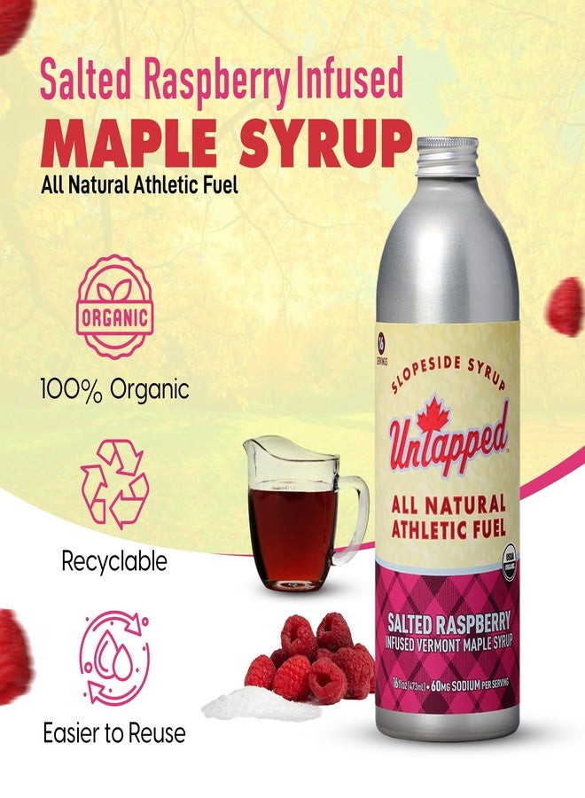 UnTapped Salted Raspberry Bulk Bottle - 16 Servings | 16 Fl Oz Aluminum Bottle | Pure Vermont Maple Syrup with Organic Raspberry Juice and Sea Salt for Natural Energy - Image 2