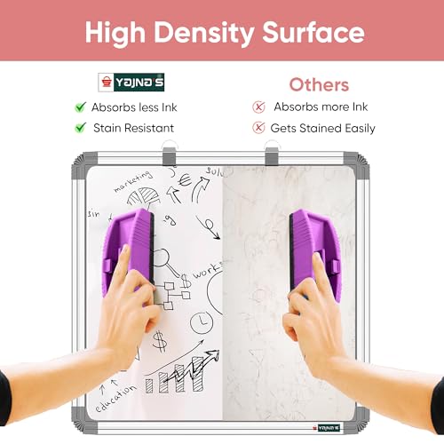 YAJNAS 2x2 feet Non Magnetic Double Sided, White Board and Chalk Board, One Side White Marker and Reverse Side Green Chalk Board Surface, Duster, Marker & 30 CM Scale (Pack of 4 Items) - Image 5
