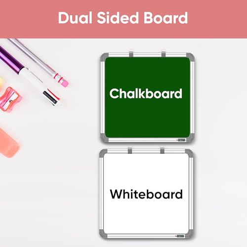 YAJNAS 2x2 feet Non Magnetic Double Sided, White Board and Chalk Board, One Side White Marker and Reverse Side Green Chalk Board Surface, Duster, Marker & 30 CM Scale (Pack of 4 Items) - Image 3