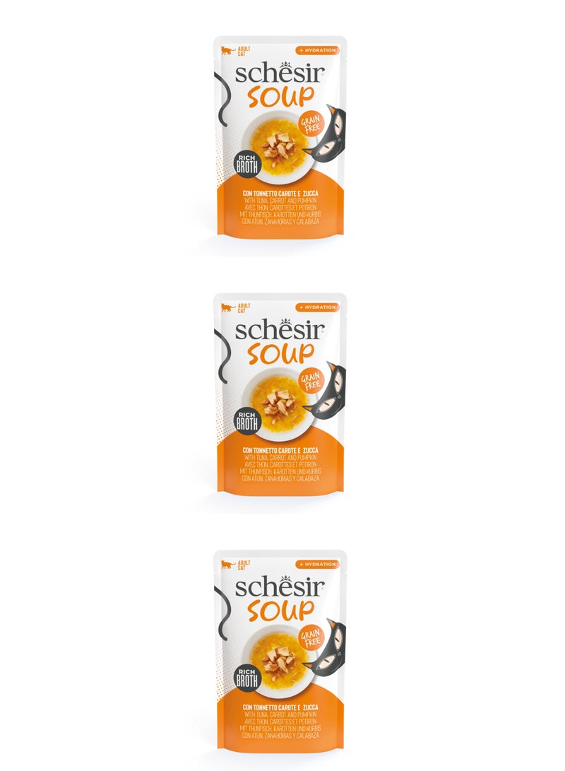 Schesir Soup Cat Wet Food in Soup Pouch-Tuna With Pumpkin 40g x 3pcs - Image 1