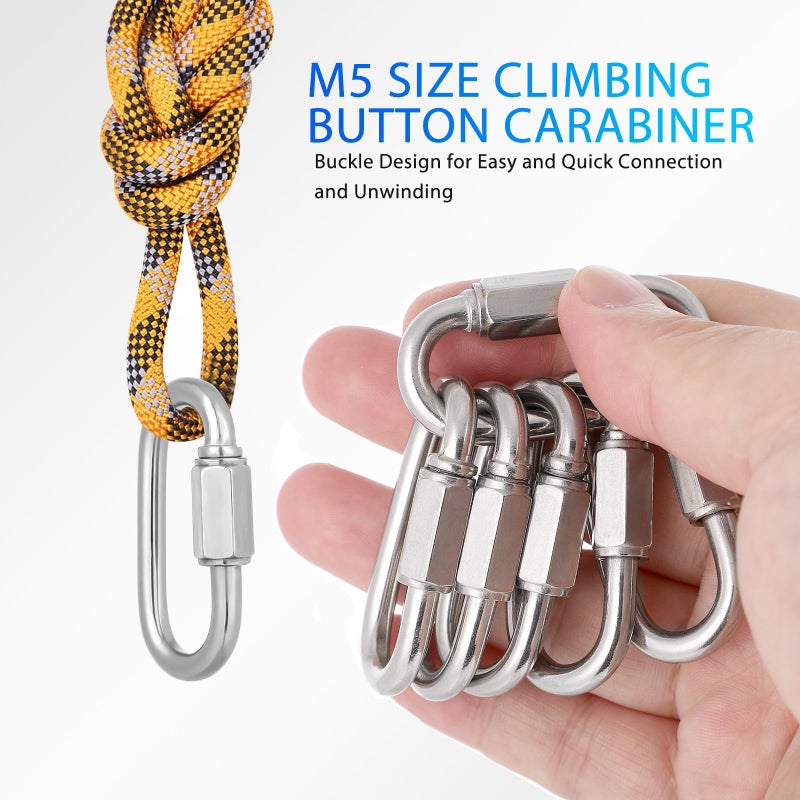 M5 Stainless Steel Locking Carabiner Clip 10 Pack for Climbing Camping Hiking Outdoor Gear - Image 4