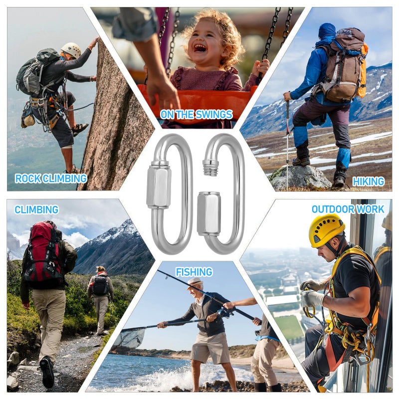 M5 Stainless Steel Locking Carabiner Clip 10 Pack for Climbing Camping Hiking Outdoor Gear - Image 5