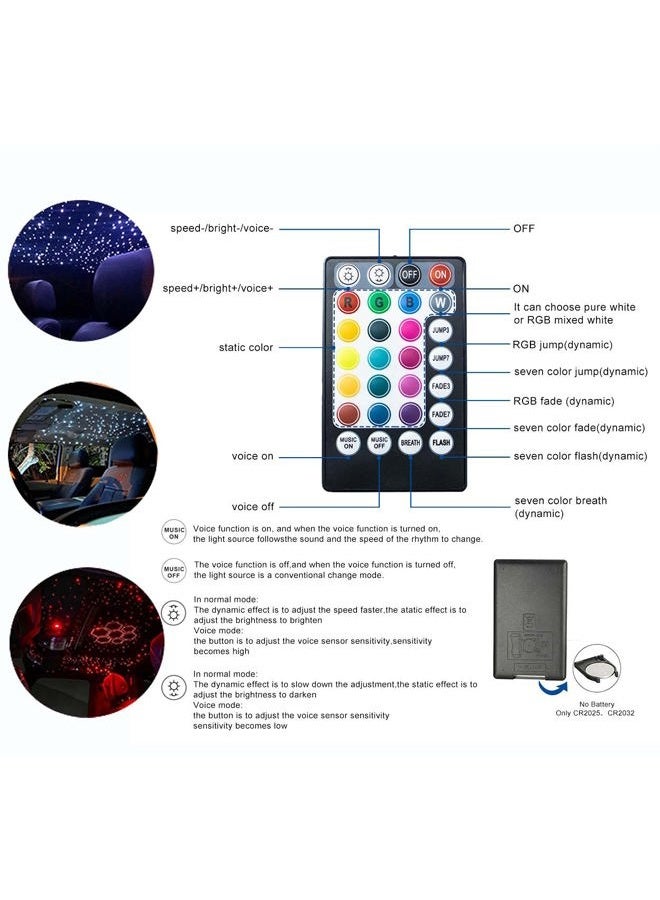 azimom Car Use Bluetooth 16W Upgraded Fiber Optic Light Star Ceiling Lighting Kits Mixed 335pcs 13.1ft Optical Fibers Sound Activated APP Remote Control Livingroom Headliner Starlight Decoration - Image 4