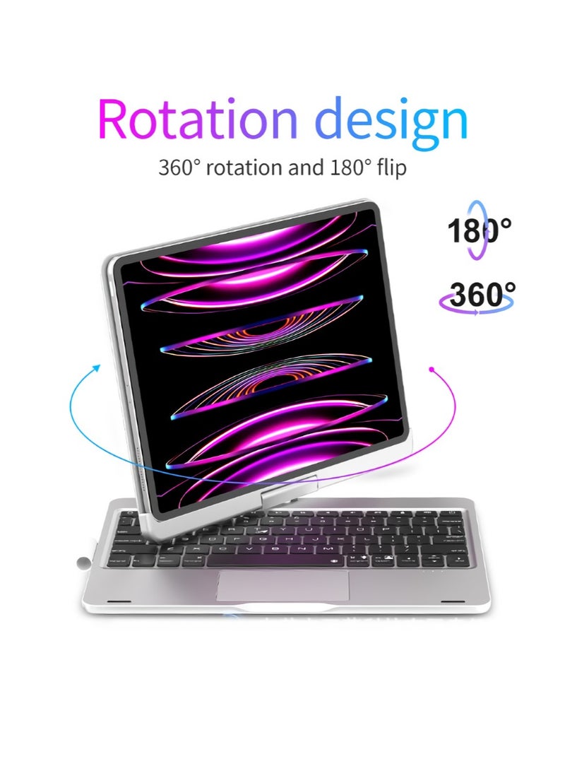 AROAQ Magnetic Rotary Keyboard For Tablet, 360 Degree Rotatable Keyboard Case For Ipad, Magnetic Adsorption Smart Case With Trackpad Keyboard, (1pc, Pink) - Image 2