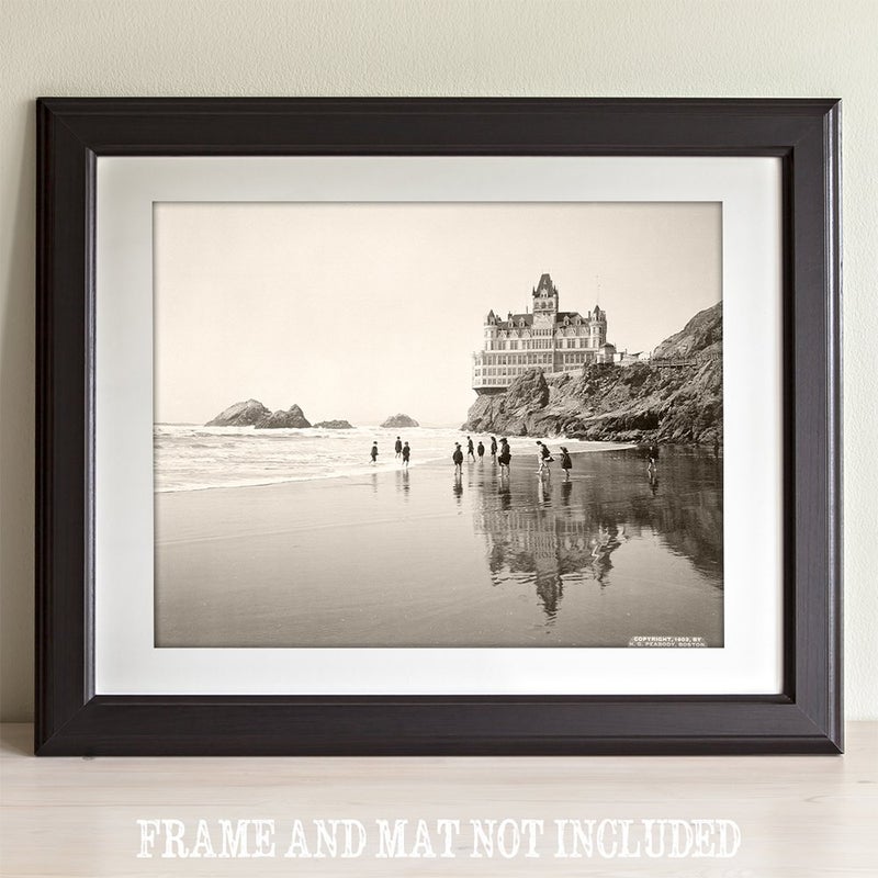 Lone Star Art Cliff House and Seal Rocks San Francisco California Vintage Photo - Great Beach House and Lighthouse Decorations Black and Whot - Image 1
