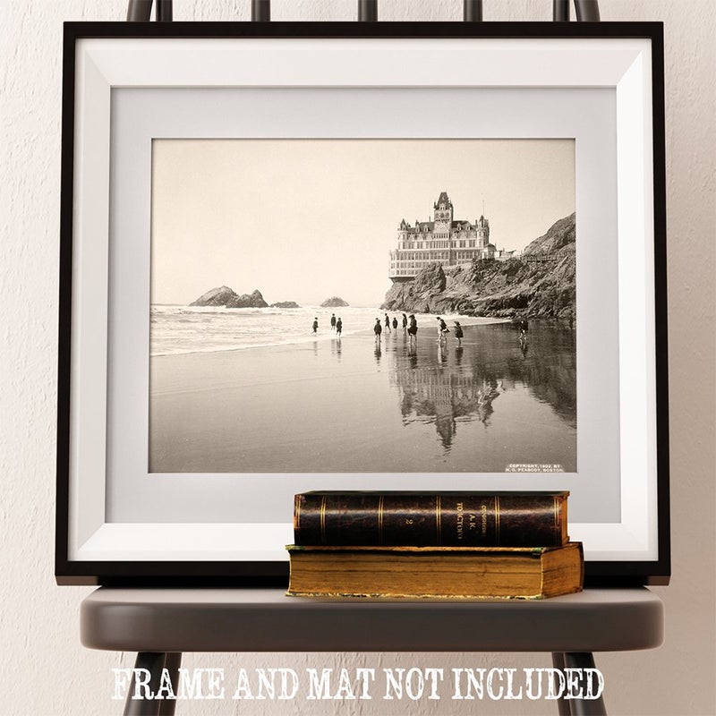 Lone Star Art Cliff House and Seal Rocks San Francisco California Vintage Photo - Great Beach House and Lighthouse Decorations Black and Whot - Image 2