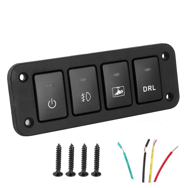 Light durable upgraded substance 4 Gang Switch Panel Push Button for DRL LED Driving Recorder Fog Lamp, 12-24V Car Interior Switch with LED Indicator, Compatible with Levin Varied global sizing picks Anti slip Multi-market varied design options Defect free upgraded substance Upgraded classic design Space saving design picks Durability boosted processed material Global flexible sizing options Cross part assemble fit All temp range compatible build Multi-use qualified quality Priority based order prep Non sticky surface Multi usage Classic design alternatives Neat shape Multi-purpose KSA stocked goods Land transit & shipment compatible Labor saving optimized design Classic practical design Gulf mainstream practical design Natural material Heavy load resistant - Image 1