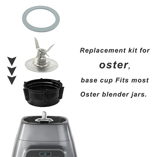 Kuntorie for Oster Blender Replacement Parts Blender Ice Crusher Blade with Jar Base Cap Coupling Stud Slinger Pin and 2 Rubber O Ring Sealing Ring Gasket - Image 5