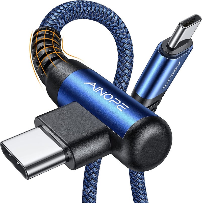 AINOPE USB C to USB C Cable 60W, 16.4ft USB Type C Cable Right Angle, Compatible with Samsung Galaxy S21 S20, Note 20 Ultra 10 9 8, MacBook Air/Pro 13'', iPad Mini 6/Pro/Air 2020 (16.4FT, Grey) - Image 1