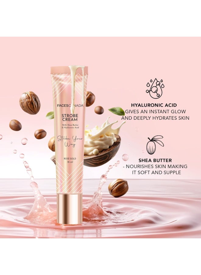 Facescanada FACES CANADA Full Cover Glam Combo - Strobe Cream - Rose Gold (18 ml) + Weightless Stay Matte Compact Powder - Natural 02 (9 gm) - Hydra Matte Foundation - Absolute Ivory 012 (18 ml) | Illuminating & Glowing Makeup Base | 10HR Long Wear - Image 2