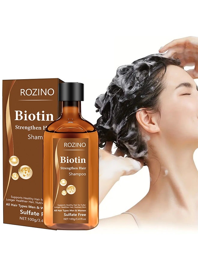 روزينو شامبو البيوتين ، علاج لتكثيف الشعر بزيت الخروع وزيت إكليل الجبل والكيراتين - شامبو مكثف للشعر الجاف والتالف - مثالي للنساء والرجال ذوي الشعر الخفيف 100 جرام - Image 1