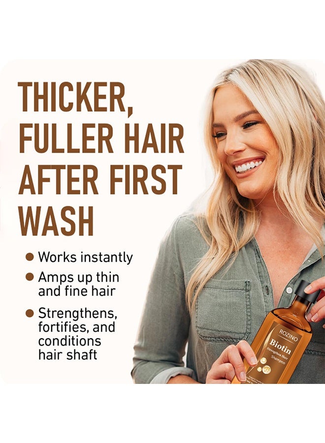 روزينو شامبو البيوتين ، علاج لتكثيف الشعر بزيت الخروع وزيت إكليل الجبل والكيراتين - شامبو مكثف للشعر الجاف والتالف - مثالي للنساء والرجال ذوي الشعر الخفيف 100 جرام - Image 2