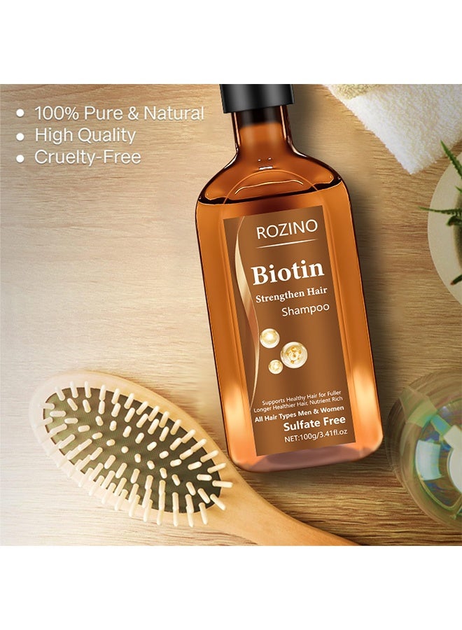 روزينو شامبو البيوتين ، علاج لتكثيف الشعر بزيت الخروع وزيت إكليل الجبل والكيراتين - شامبو مكثف للشعر الجاف والتالف - مثالي للنساء والرجال ذوي الشعر الخفيف 100 جرام - Image 4
