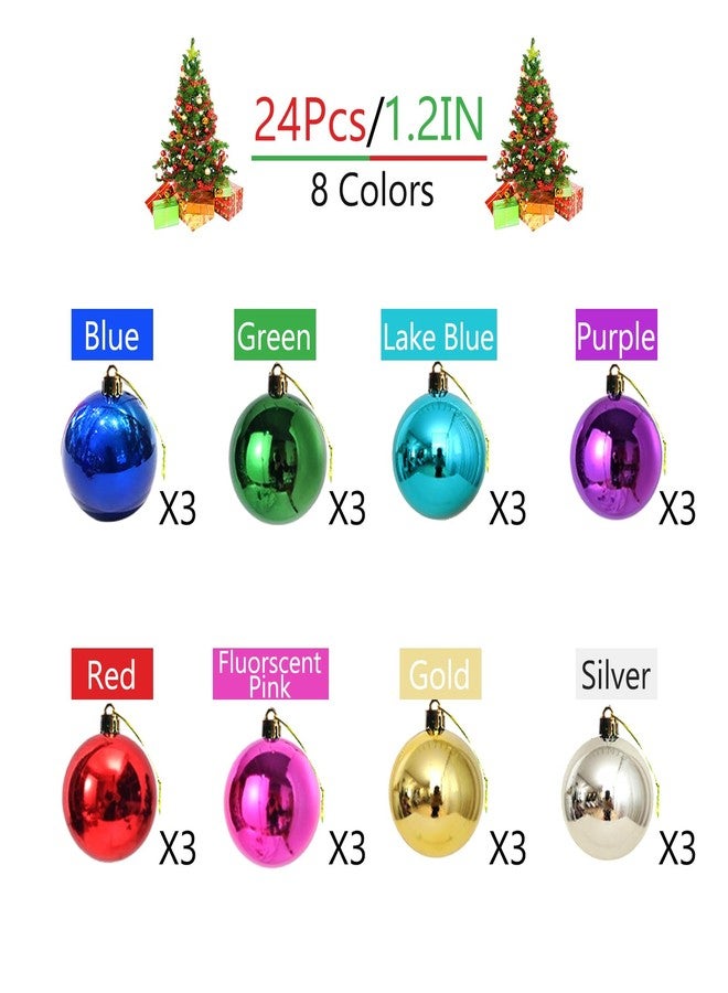 Fanghui Colored Christmas Balls 24 Pack Set of 8 Decoration Living Room Garden Christmas Tree Multicolor Mini Ornaments Mini Glitter Ball Door Wall Xmas Tree Decor Supplies 1.2 inche - Image 3