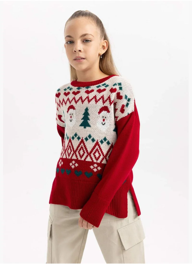 DeFacto Girl Crew Neck Long Sleeve Tricot Pullover