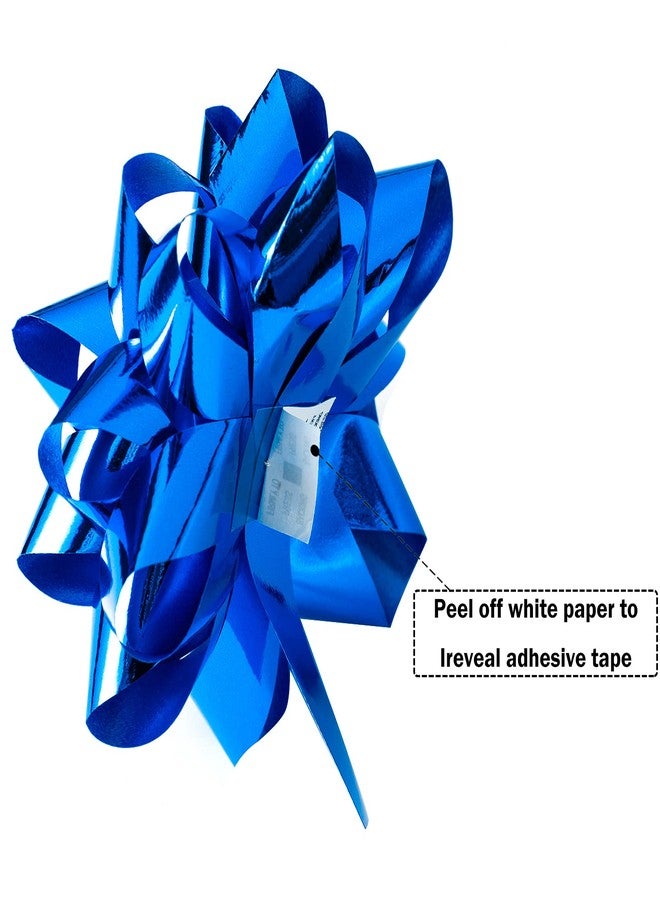 WRAPAHOLIC 16 Pcs Gift Bows Assortment - 14 Multi Colored Assorted Size Gift Bows (Holographic Royal Blue and Silver and 2 Crimped Curling Ribbons for Christmas, Holiday, Party - Image 2