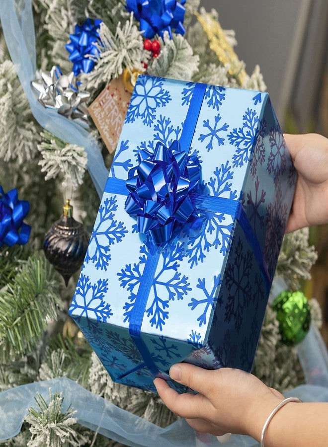 WRAPAHOLIC 16 Pcs Gift Bows Assortment - 14 Multi Colored Assorted Size Gift Bows (Holographic Royal Blue and Silver and 2 Crimped Curling Ribbons for Christmas, Holiday, Party - Image 3
