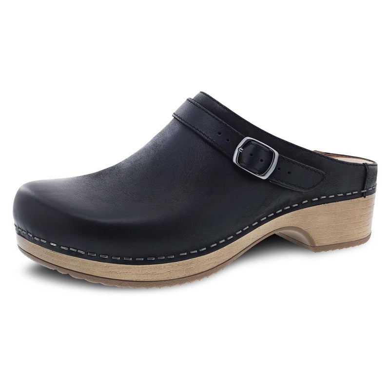 Berry Black Burnished Nubuck Mule