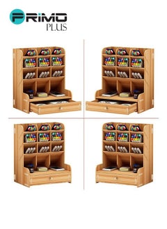PRIMO PLUS Wooden Pen Holder Storage Box Brown  - Image 4