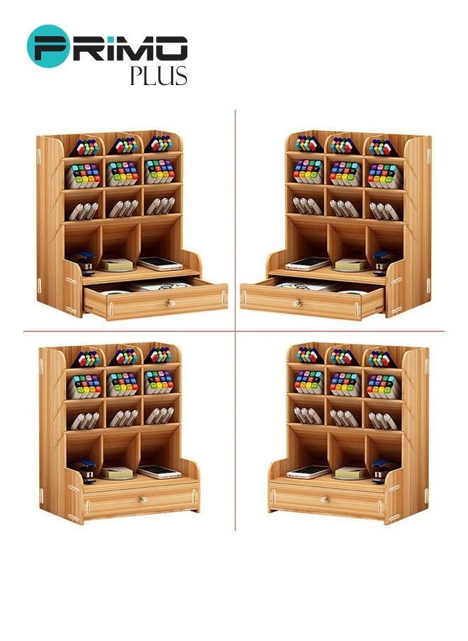PRIMO PLUS Wooden Pen Holder Storage Box Brown  - Image 4
