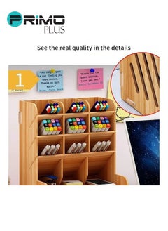 PRIMO PLUS Wooden Pen Holder Storage Box Brown  - Image 3