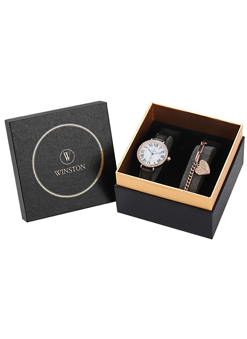 WINSTON - Leather Analog Watch Set WWT6847 - Image 1