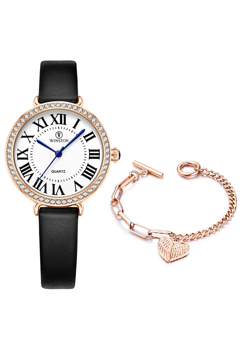 WINSTON - Leather Analog Watch Set WWT6847 - Image 1