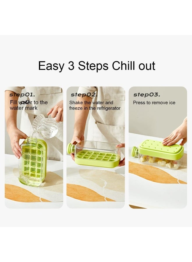 Happy Home Ice Cube Bottle, 2 in 1 Ice Cube Tray Water Bottle with Lid and Bin, Ice Cube Making Bottle, Easy Press to Release Silicone Ice Cube Tray for Juice Beverages Coffee (Green,800 ML) - Image 4