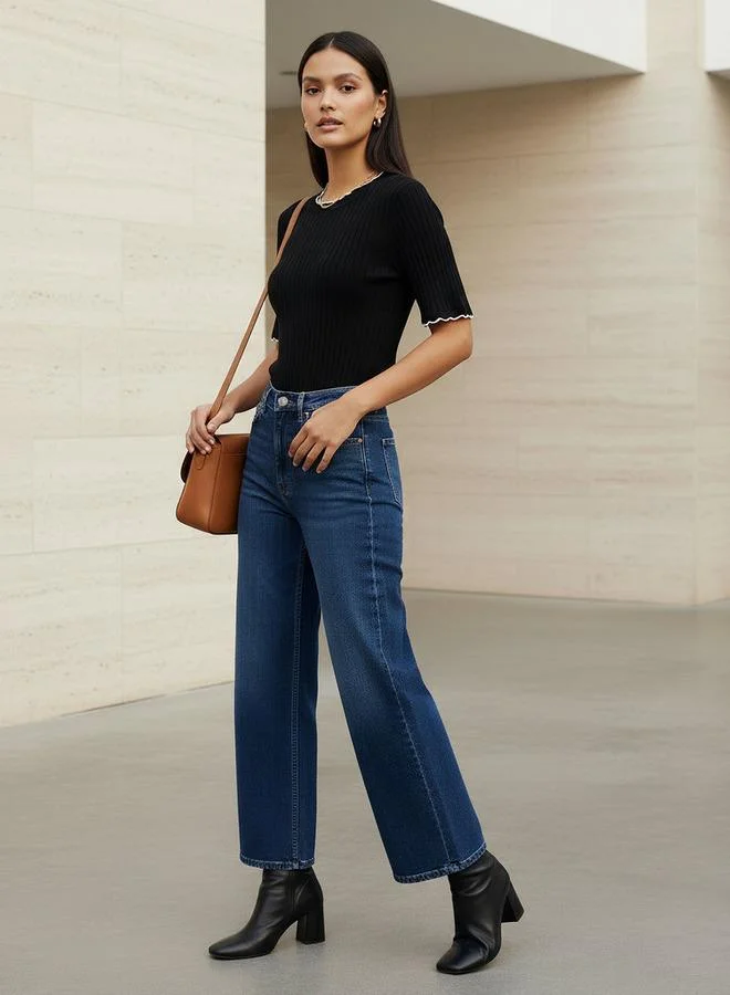 سبلاش فيڤ Ribbed Scallop Neck Sweater