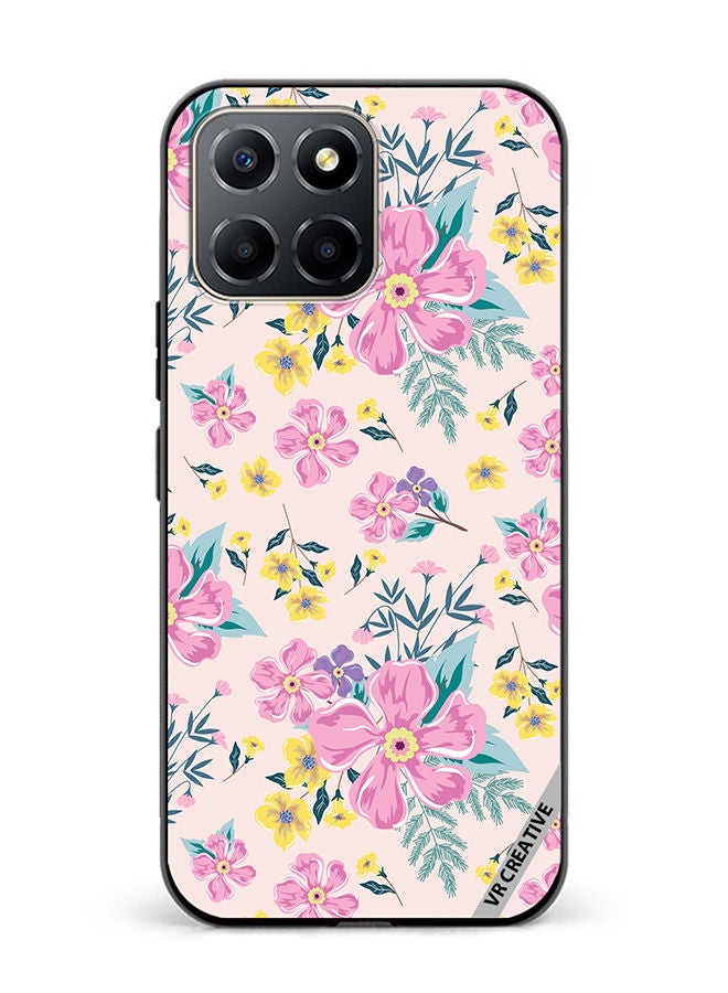 VR CREATIVE Protective Case Cover For Honor X6 Pink Flowers Seamless Pattern Design Multicolour - Image 1