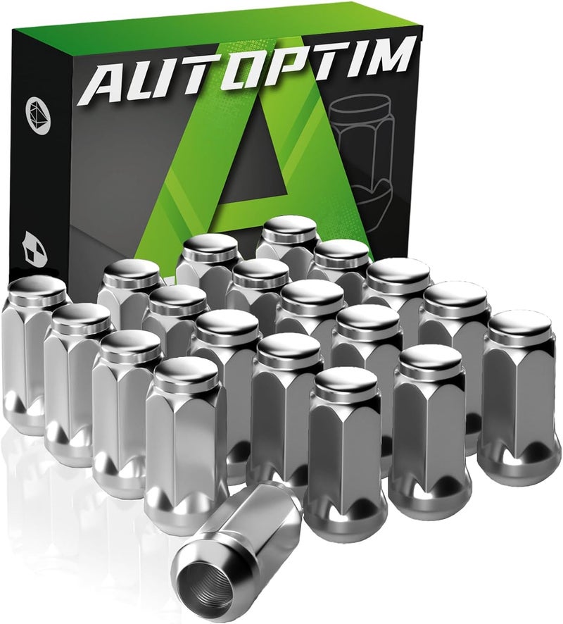 AUTOPTIM M14x1.5 Chrome Closed Acorn End Lug Nuts - 20PCS Replacement for Chevy Camaro, Corvette, Cadillac CT5 CT6, Dodge Challenger, Durango - Image 1