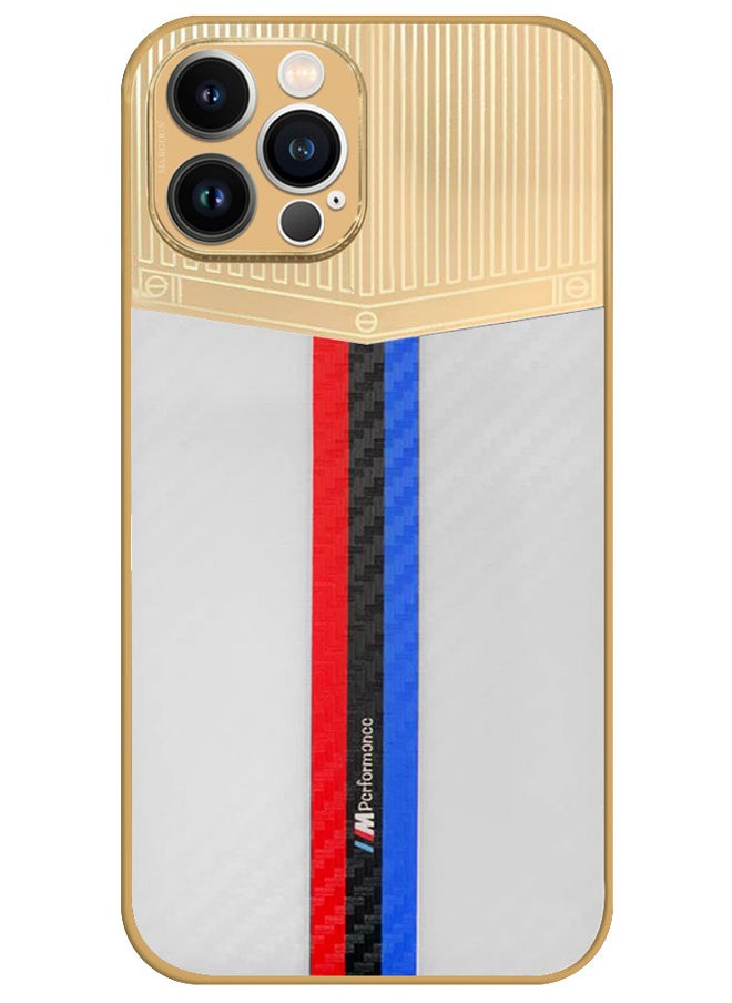 CATANES iPhone 12 Pro Max Luxury Gold Plated Case Hybrid Electroplated Frame Back Cover with Carbon Fiber Pattern  - Image 5
