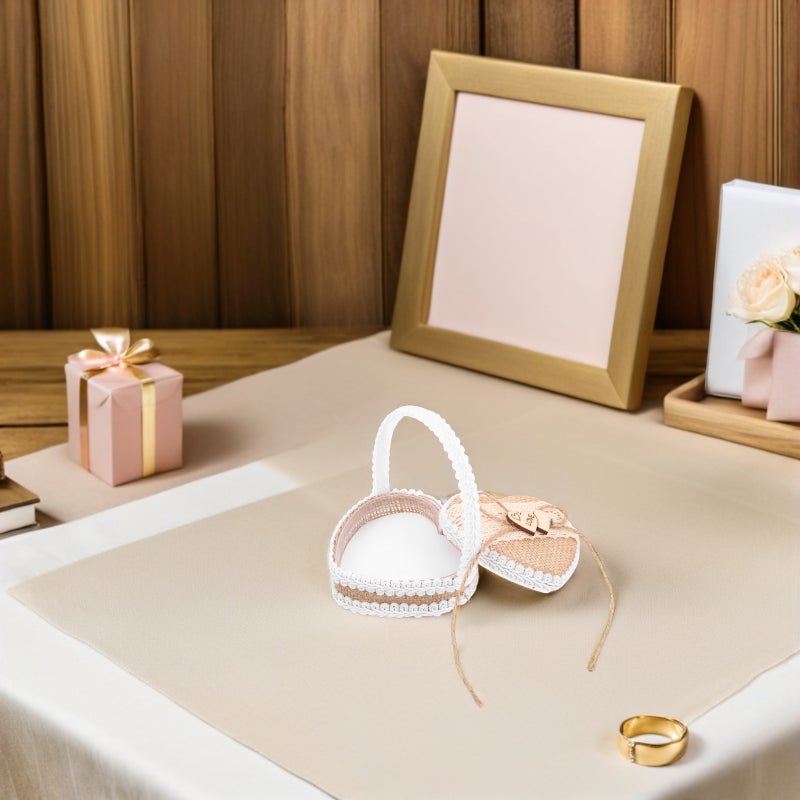 Box: Rustic Handmade Basket With Handle For Wedding Ceremony Proposal And Party Favor Holder For Storage And Display - Image 2
