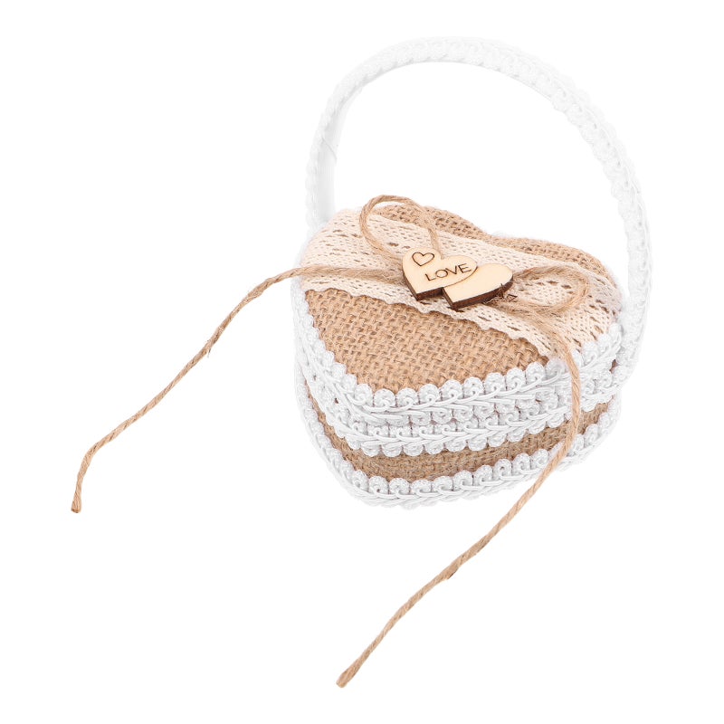 Box: Rustic Handmade Basket With Handle For Wedding Ceremony Proposal And Party Favor Holder For Storage And Display - Image 1