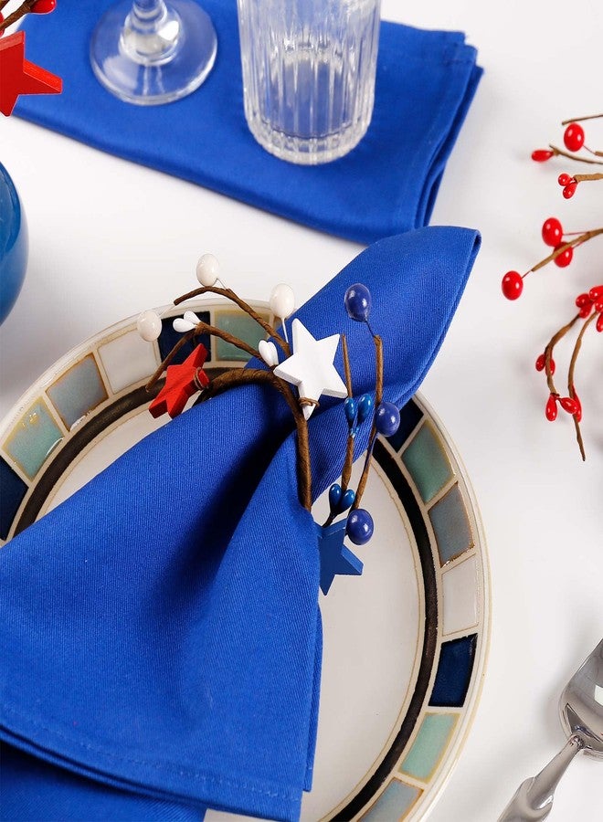 LogHog 12-Pack Patriotic Napkin Rings - Red White Blue Wooden Stars with Berry Accents, Independence Day 4th of July Table Decor, USA Flag Theme Party Supplies for Memorial Day Veterans Day BBQ Wedding - Image 4