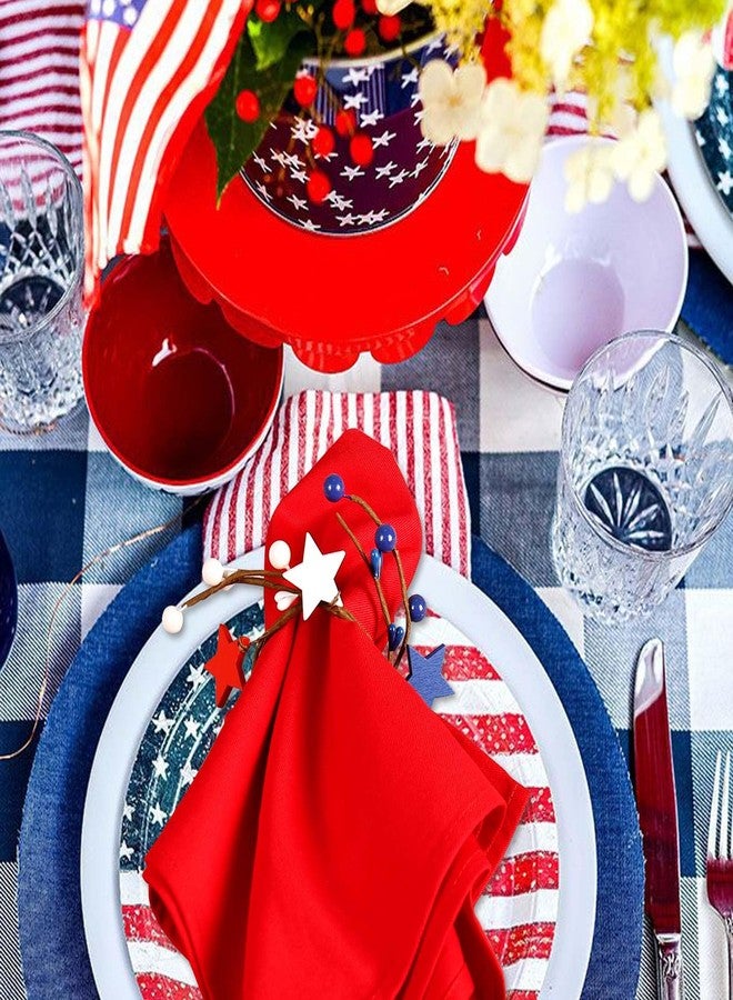 LogHog 12-Pack Patriotic Napkin Rings - Red White Blue Wooden Stars with Berry Accents, Independence Day 4th of July Table Decor, USA Flag Theme Party Supplies for Memorial Day Veterans Day BBQ Wedding - Image 5