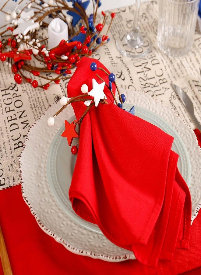 LogHog 12-Pack Patriotic Napkin Rings - Red White Blue Wooden Stars with Berry Accents, Independence Day 4th of July Table Decor, USA Flag Theme Party Supplies for Memorial Day Veterans Day BBQ Wedding - Image 2