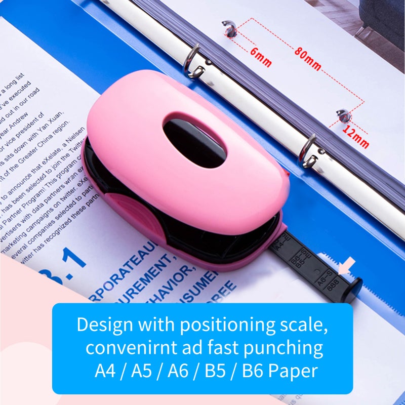 Kw-trio Adjustable 4 Hole Punch 12mm Feed Depth 6mm Aperture 80mm Hole Spacing - 2 Hole Loose-Leaf Puncher with Ruler Design for 10 A4 Sheets - Image 5