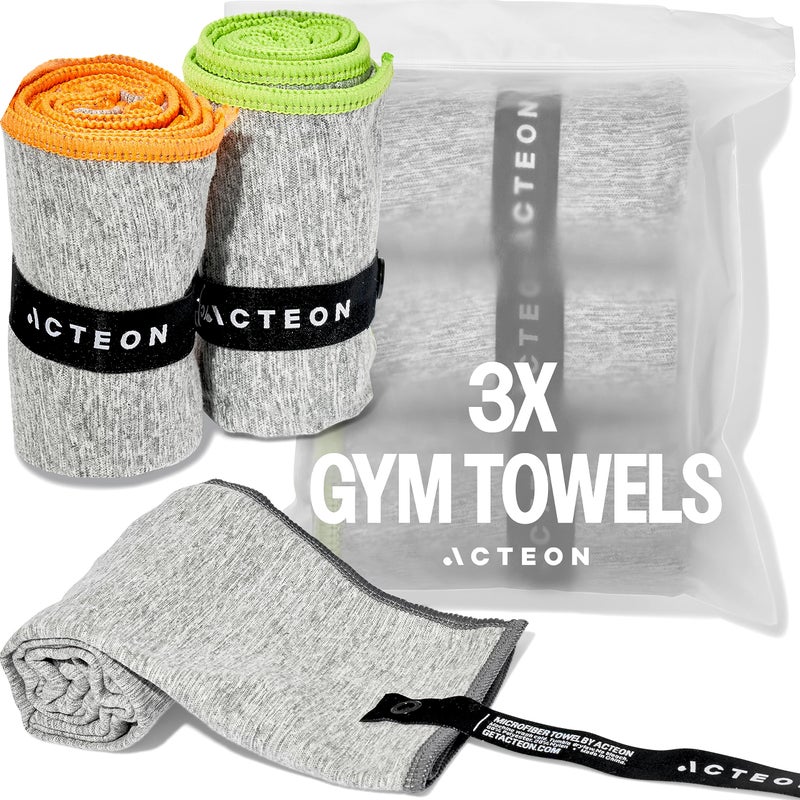Acteon New Microfiber Quick Dry Gym Towel, Silver ION Odor-Free Mega Absorbent Fiber, Fast Drying, Men & Women Small Workout Gear for Body Sweat, Beach, Working Out, Camping, Travel Towel - Image 1