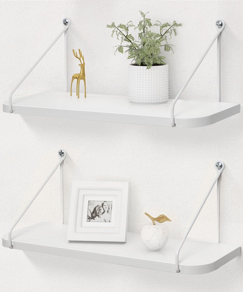 Afuly White Shelves for Wall, Floating Shelf Bathroom, Wall Mounted Shelves for Bedroom Living Room, Over Toilet Storage Display Organizer Modern Home Decor, 16inch Set of 2 - Image 1