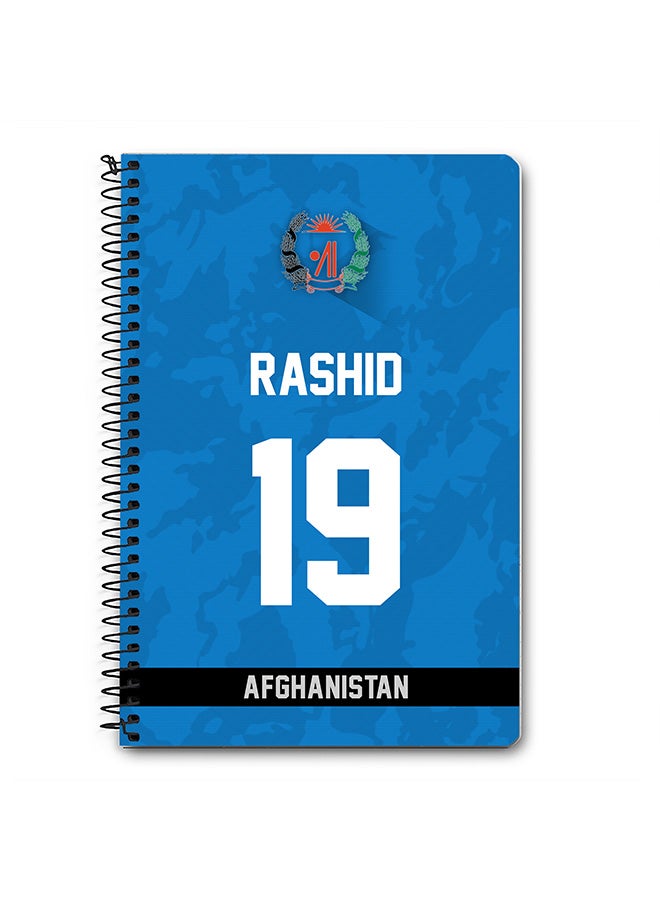 Stylizedd Designer A5 Spiral Notebook Memo Notepad Journal Player - Rashid Khan, Jersey Number -19 (With Logo) - Image 1