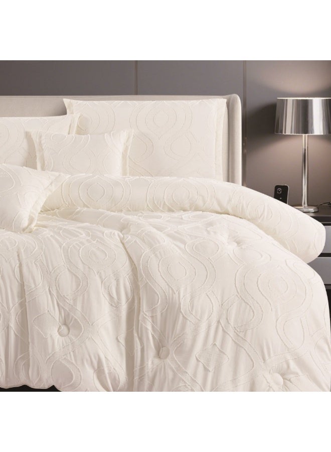 SMART HOME Luxurious embroidered double bedspread made of 100% microfiber, reversible bed cover, double-filled duvet cover set, 6-piece sleeping set (filled duvet cover + fitted sheet + pillowcase + pillowcase). Bedspread measures 250x230 cm and duvet covers measure 200x200 cm (colors same as the picture) - Image 2