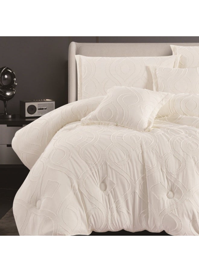 SMART HOME Luxurious embroidered double bedspread made of 100% microfiber, reversible bed cover, double-filled duvet cover set, 6-piece sleeping set (filled duvet cover + fitted sheet + pillowcase + pillowcase). Bedspread measures 250x230 cm and duvet covers measure 200x200 cm (colors same as the picture) - Image 3