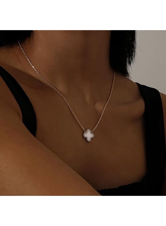 TEMPO Four Leaf Crystal Clover Necklace for Women | 18K Gold Color Plated Cubic Zirconia Bracelet | 4 Leaf Lucky Pendant | Jewelry Gift for Her - Image 3