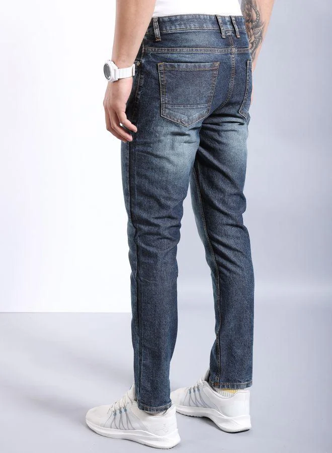 ذا انديان كراج كو Men Slim Fit Solid Mid-Rise Stretchable Jeans