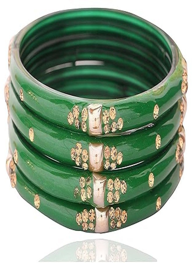 BANGLESKART طقم أساور كادا من الزجاج والزركون المرصع بالخرز اللامع للنساء والفتيات، لون أخضر، من بانغلسكارت - Image 3