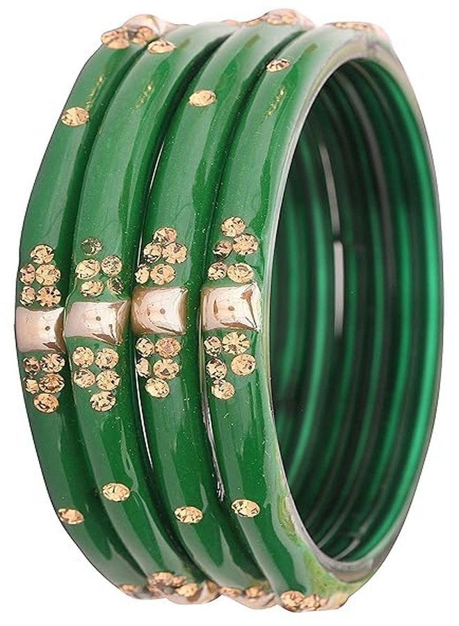 BANGLESKART طقم أساور كادا من الزجاج والزركون المرصع بالخرز اللامع للنساء والفتيات، لون أخضر، من بانغلسكارت - Image 2