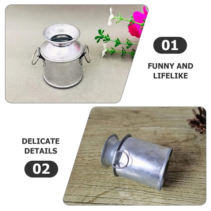 Mini Metal Flower Buckets Rustic Decor For Tiny House Doll Crafts Landscapes - Image 4