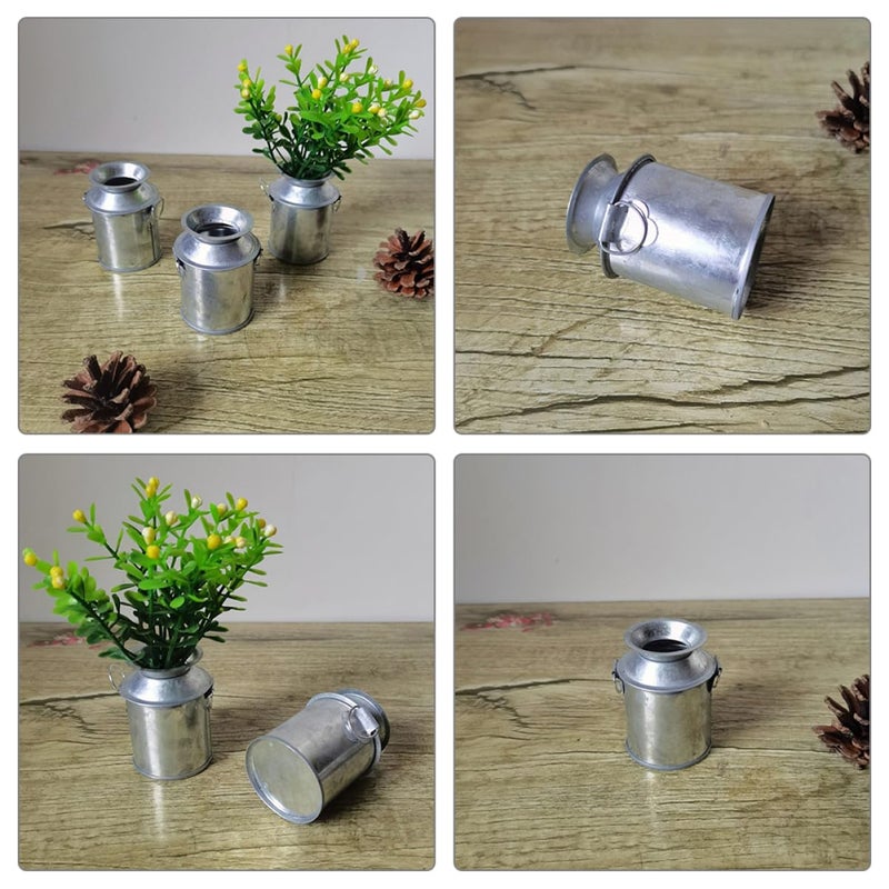 Mini Metal Flower Buckets Rustic Decor For Tiny House Doll Crafts Landscapes - Image 3